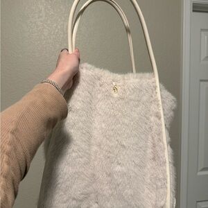 Victorias Secret Cream Fur Tote Bag